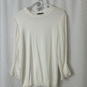 Adrianna Papell Cream Blouse with Pleated Sleeves